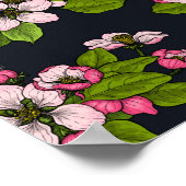 黒い鳥と花 ポスター (角)