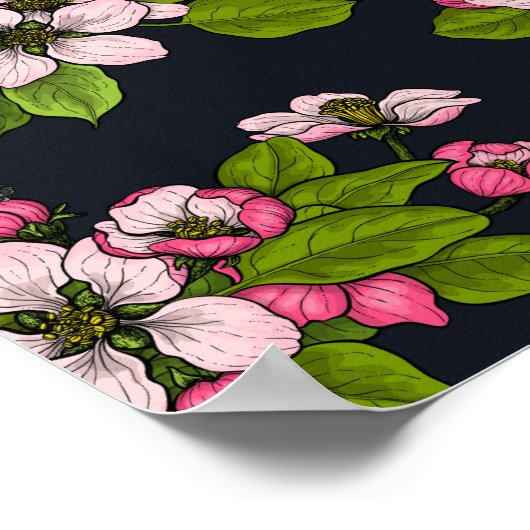 黒い鳥と花 ポスター (角)