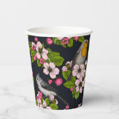 黒い鳥と花 紙コップ (正面)