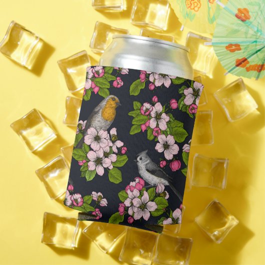 黒い鳥と花 缶クーラー (インサイチュ 夏)