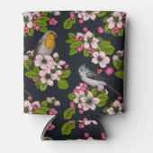 黒い鳥と花 缶クーラー (正面)