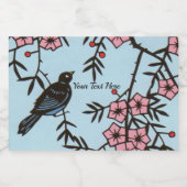 黒い鳥のさくらんぼツリーピンクの花 フードラベル (シングルラベル)