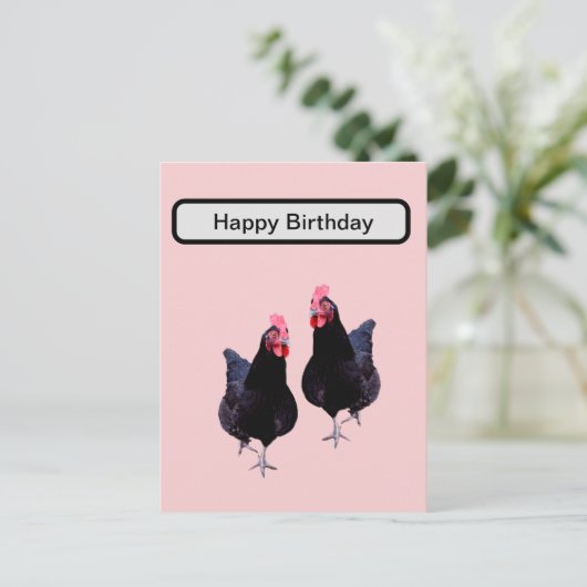 黒い鶏が生意気に鳴く ポストカード (スタンド正面)
