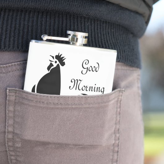 黒い鶏の曲がりシルエット フラスク (インサイチュ)