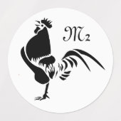 黒い鶏の曲がりシルエット ラベル (デザイン2)