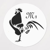 黒い鶏の曲がりシルエット ラベル (デザイン1)