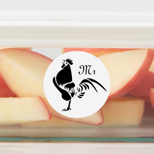 黒い鶏の曲がりシルエット ラベル (貼付)