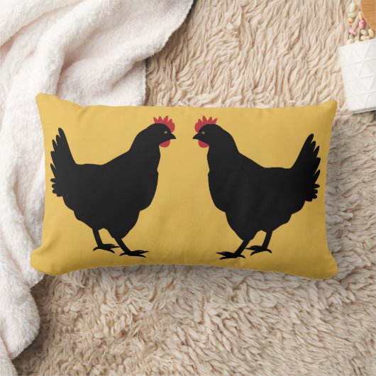 黒い鶏 ランバークッション (ブランケット)