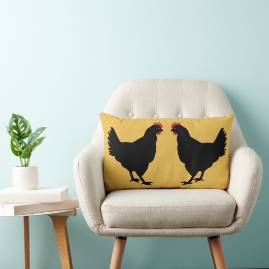 黒い鶏 ランバークッション (椅子)
