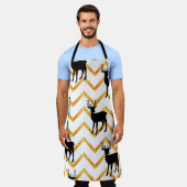 黒い鹿と金ゴールド エプロン (着用した状態)