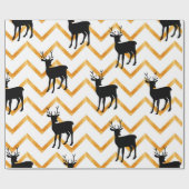 黒い鹿と金ゴールド ラッピングペーパー (フラット)