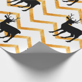 黒い鹿と金ゴールド ラッピングペーパー (角)