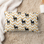 黒い鹿と金ゴールド ランバークッション (ブランケット)