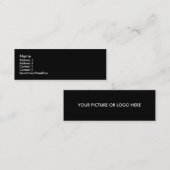 黒い麻布の織り目加工の細いプロフィールの名刺 スキニー名刺 (正面/裏面)