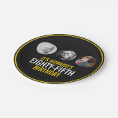 黒い黄白の3枚の写真85歳の誕生日 ペーパープレート (アングル)