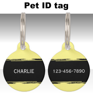 黒い黄色で名前と番号を追加連絡する ペット ネームタグ