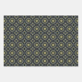 黒い黄色とベージュの幾何エレガントパターン ラッピングペーパーシート (正面2)