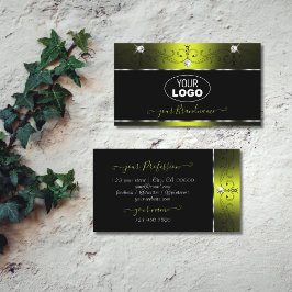 黒い黄色のスクイグルきらめくダイヤモンド追加ロゴ 名刺