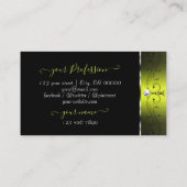 黒い黄色のスクイグルきらめくダイヤモンド追加ロゴ 名刺 (裏面)