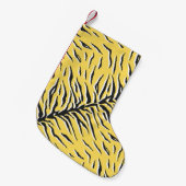 黒い黄色のトラのストライプヴィンテージ:パターン。 スモールクリスマスストッキング (正面 (吊り時))