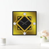 黒い黄色のトーンウォールクロック スクエア壁時計 (ホーム)