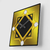 黒い黄色のトーンウォールクロック スクエア壁時計 (傾斜)