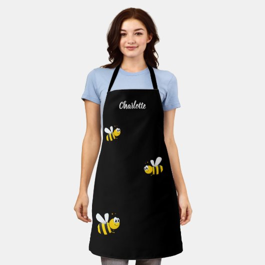黒い黄色のハチの名前 エプロン (着用した状態)