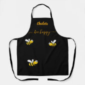 黒い黄色のハチの名前behappy エプロン (正面)