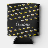 黒い黄色のハチ名のスクリプト 缶クーラー (正面)