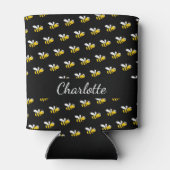 黒い黄色のハチ名のスクリプト 缶クーラー (裏面)