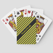 黒い黄色のフェイクグリッター斜めストライプの名前 トランプ (裏面)