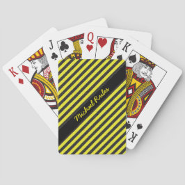 黒い黄色のフェイクグリッター斜めストライプの名前 トランプ