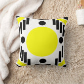 黒い黄色のミッドセンチュリーモダン幾何学模様 クッション (ブランケット)