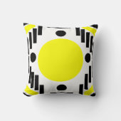 黒い黄色のミッドセンチュリーモダン幾何学模様 クッション (正面)