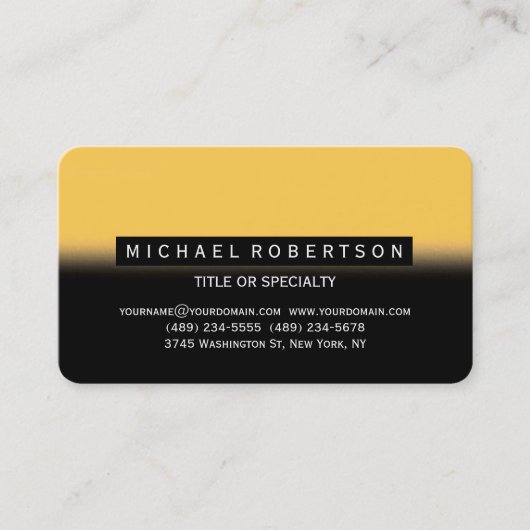 黒い黄色の丸い角魅力的名刺 名刺 (正面)