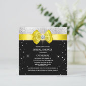 黒い黄色の弓エレガントの銀の輝く招待状 招待状 (スタンド正面)