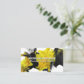 黒い黄色の抽象芸術表現絵を描 名刺 (スタンド正面)