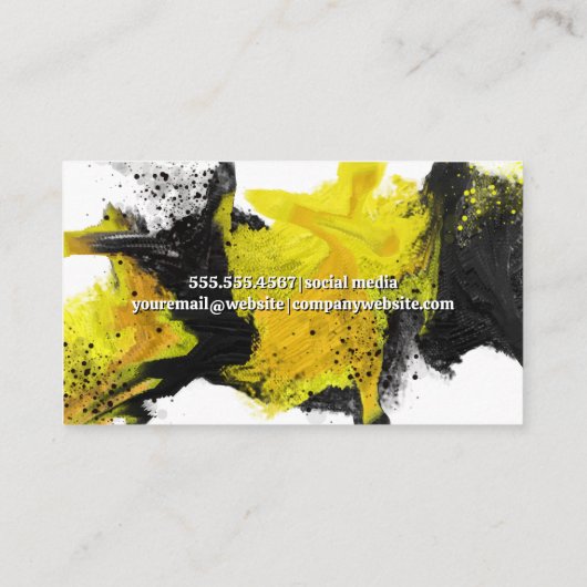 黒い黄色の抽象芸術表現絵を描 名刺 (裏面)