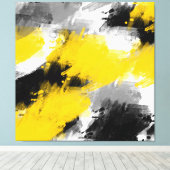 黒い黄色の白いモダン抽象芸術 キャンバスプリント (インサイチュ (ウッドフロア))