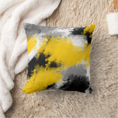 黒い黄色の白いモダン抽象芸術 クッション (ブランケット)