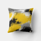 黒い黄色の白いモダン抽象芸術 クッション (裏面)