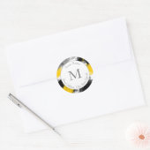 黒い黄色の白いモダン抽象芸術 ラウンドシール (封筒)