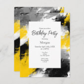 黒い黄色の白いモダン抽象芸術 招待状 (正面/裏面)