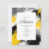 黒い黄色の白いモダン抽象芸術 招待状 (正面)