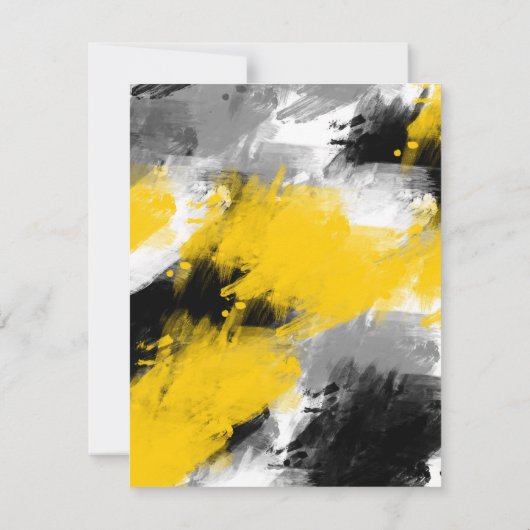 黒い黄色の白いモダン抽象芸術 招待状 (裏面)