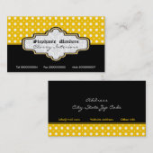 黒い黄色の白い水玉模様インテリア 名刺 (正面/裏面)