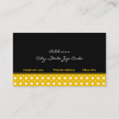 黒い黄色の白い水玉模様インテリア 名刺 (裏面)