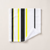 黒い黄色の白と灰色のストライプ バスタオルセット (ウォッシュタオル)