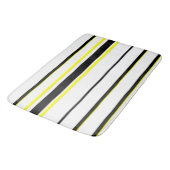 黒い黄色の白と灰色のストライプ バスマット (アングル)