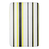 黒い黄色の白と灰色のストライプ バスマット (正面縦)